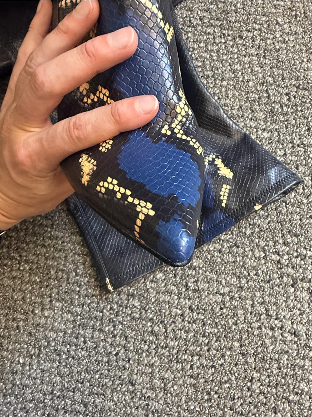 Steve Madden Over-the-Knee Snake Print Stiletto Boot - Navy/Royal Blue/Cream - Picture 6 of 6